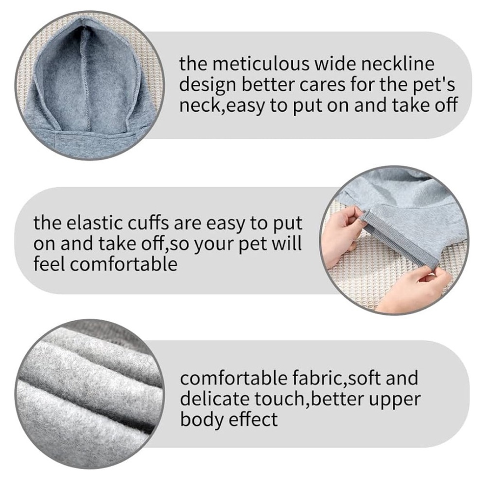 Dog Face Grey Hoodie for Dogs - Cozy Pet Sweatshirt - Picture 2 of 5